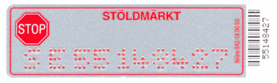 St&ouml;ldskyddsetikett 75 x 21 mm med stansat l&ouml;pnummer